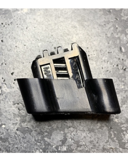 Beretta 92 Compact Magblock 10 round limiter for factory 13 round magazines.  The block installs from the bottom of the spring. The metal locking plate sits under the block. Slide the floor plate closed as normal.