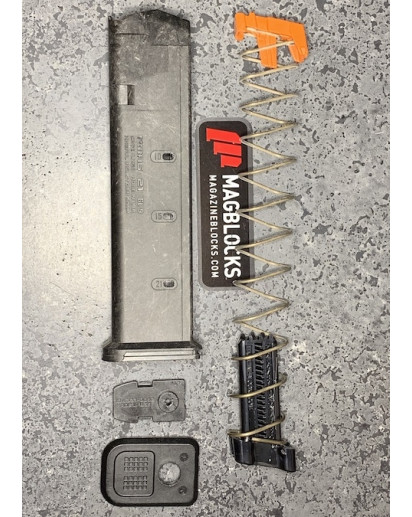 Easy to install at the base of the magazine and on top of the original locking plate. 