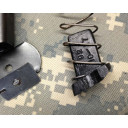 Beretta 92 Magblock shown installed into the spring. Can be epoxied in place if needed or held be spring tension. (Old version pictured)