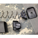 Sig P229/226 .40 limiter installs at the base of the spring. The original locking plate sits under the limiter and can be epoxied or glued in place for a permanent installation.